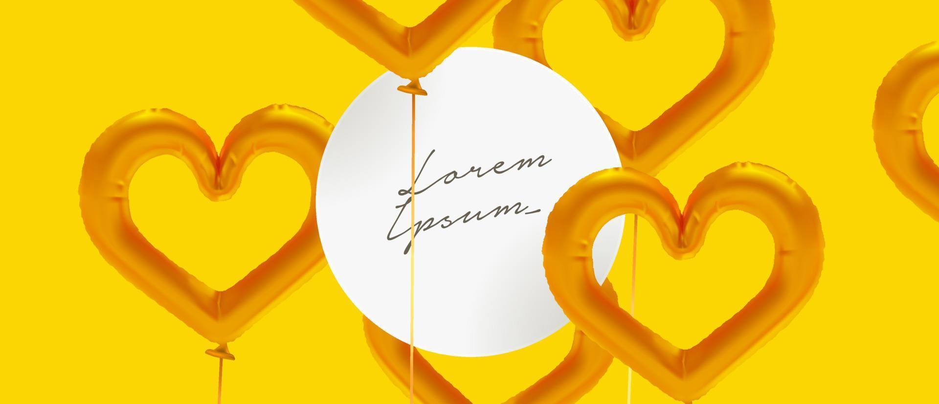 moderne, trendige, realistische, herzförmige goldfolienballonrahmen-vektorvorlage. Hintergrund der Herzen 3d für Valentinsgruß, Muttertag, Frauentag, Partyfeier mit Kopienraum vektor
