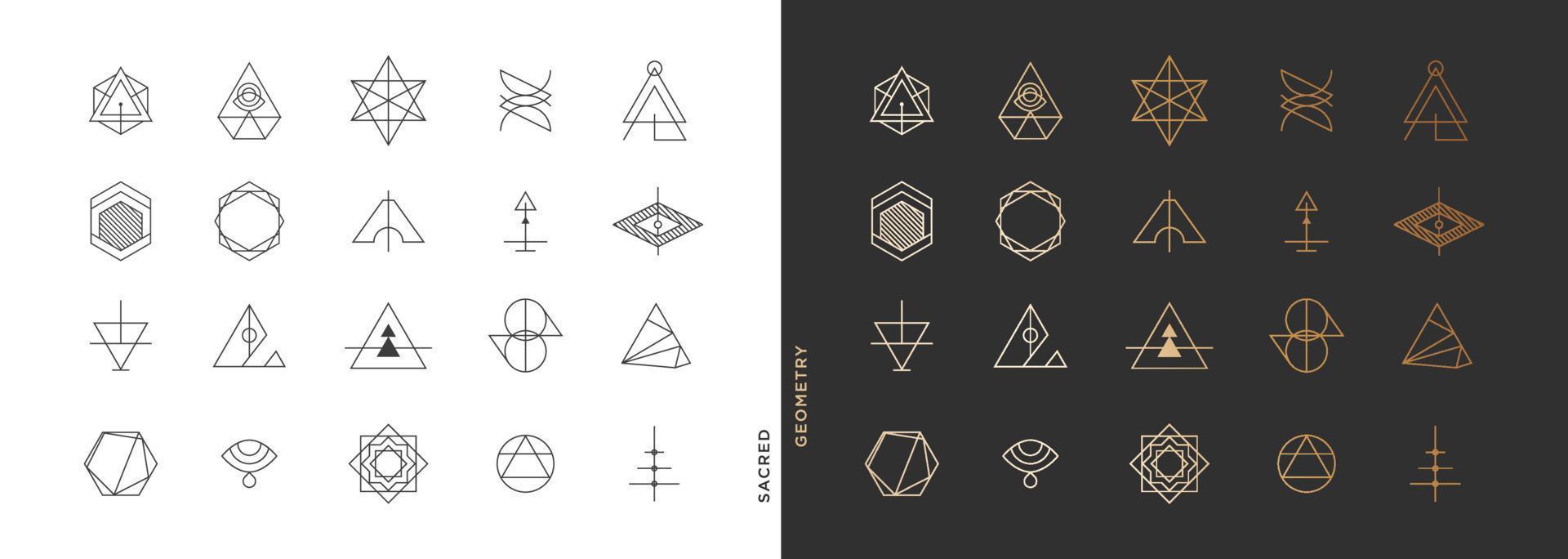 uppsättning abstrakt helig geometri symbol vektor element mall, ren minimal geometrisk logotyp samling