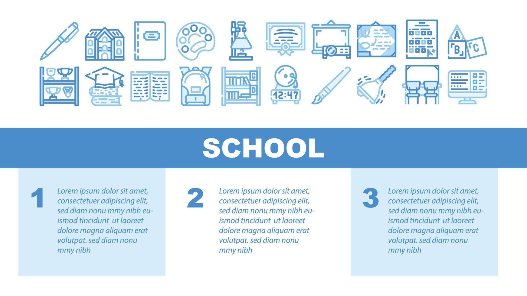 skolan brevpapper tillbehör landning header vektor