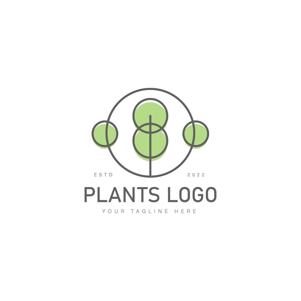 växt med cirkel linje logotyp design ikon illustration vektor