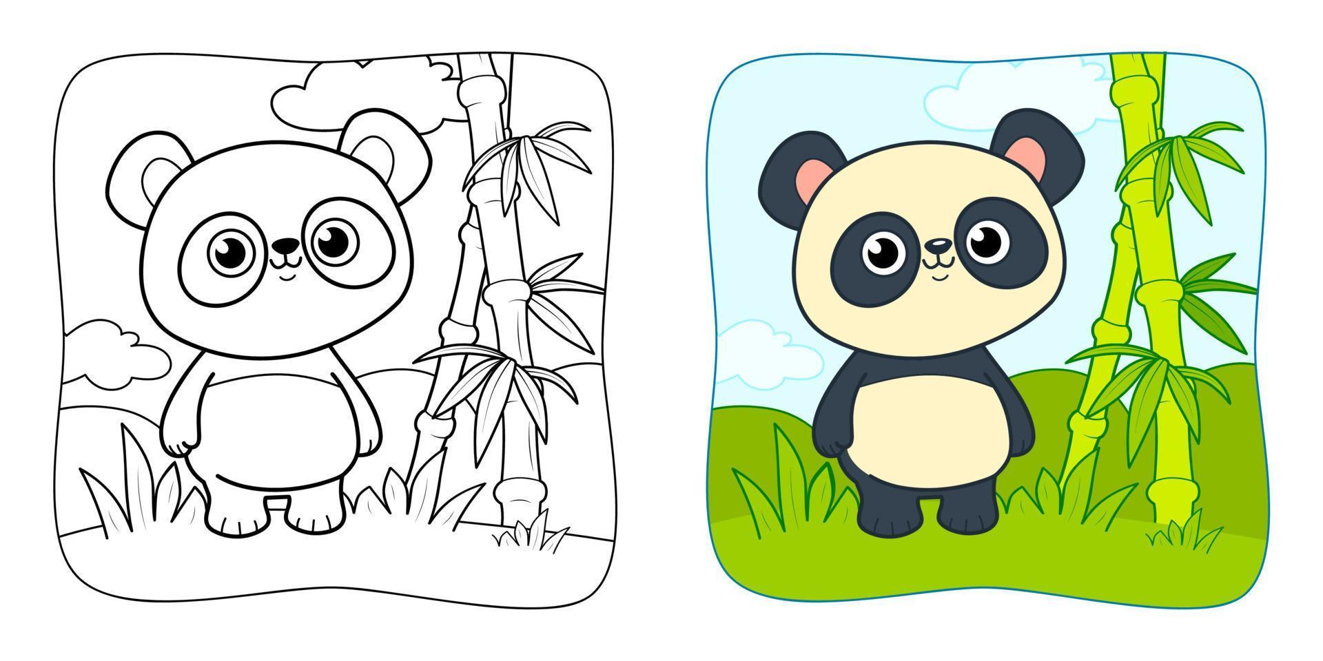 Malbuch oder Malseite für Kinder. Panda-Vektor-Cliparts. Natur Hintergrund. vektor