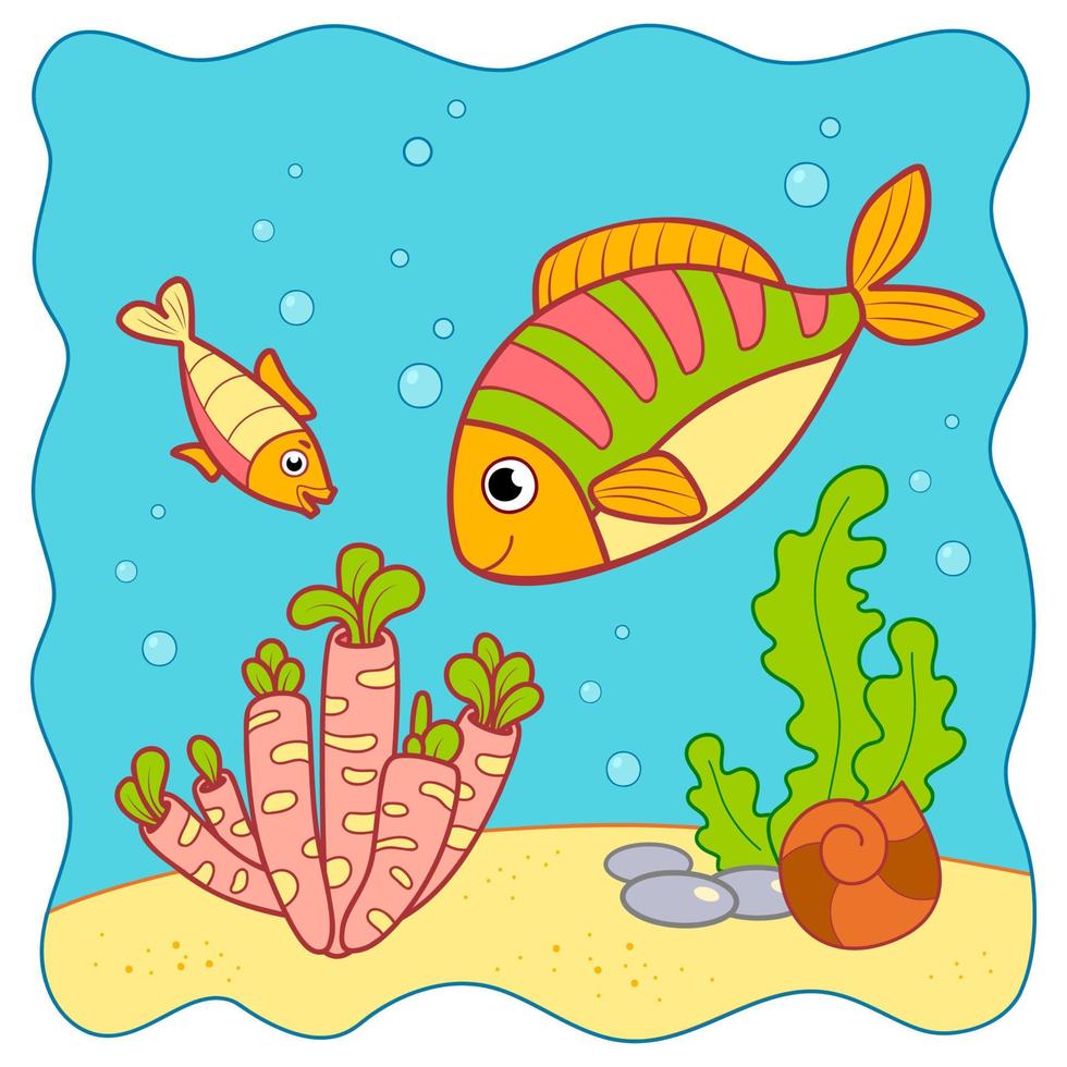 niedlicher fisch unterwasserkarikatur. Fisch-Clipart vektor