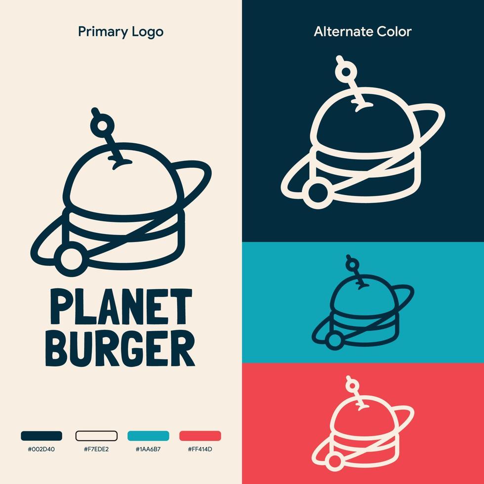 minimalistisches einfaches planet burger logo-konzept vektor