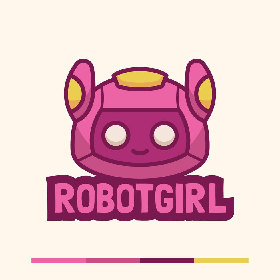 niedliches minimalistisches roboter-maskottchen-logo-design vektor