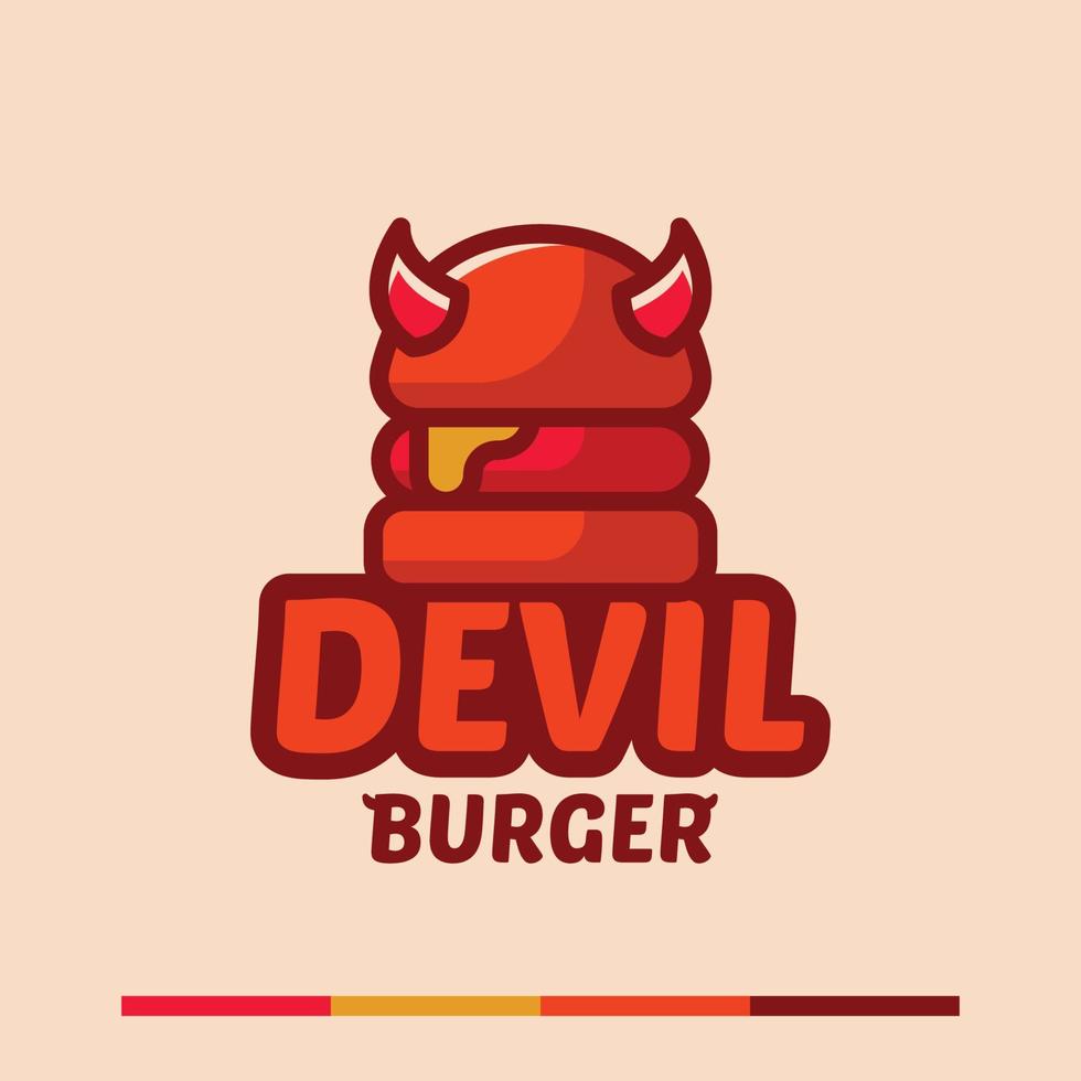 minimalistisches einfaches Devil-Burger-Logo-Konzept vektor