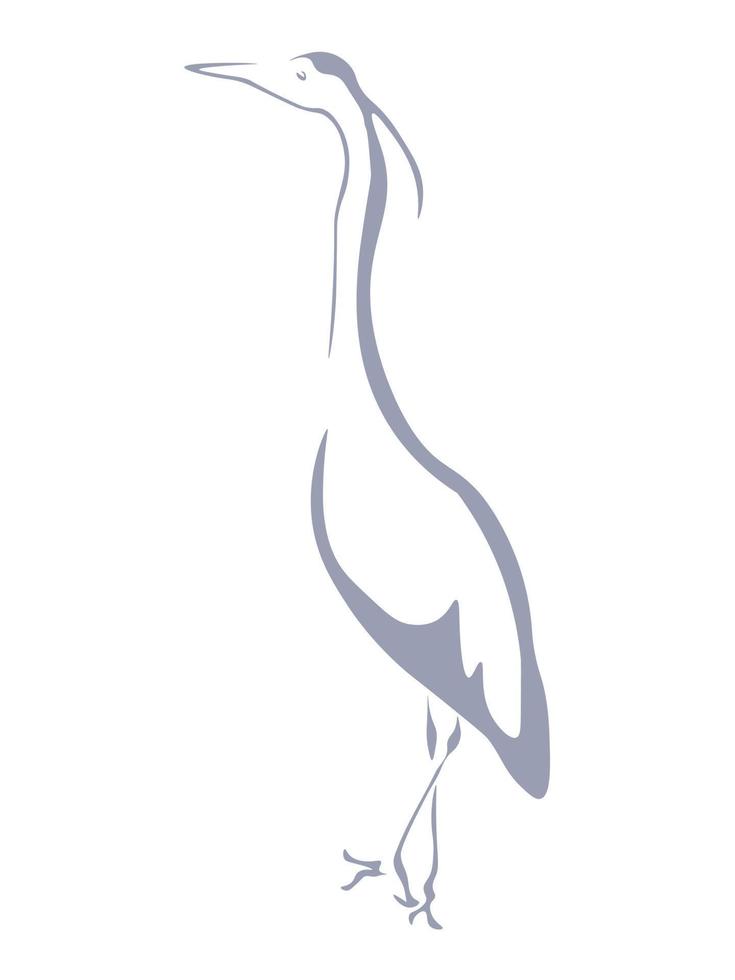 Reihersilhouette, schlanker Wasservogel für Design vektor
