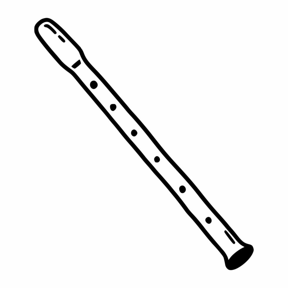 flöjt. musik instrument. vektor doodle illustration.