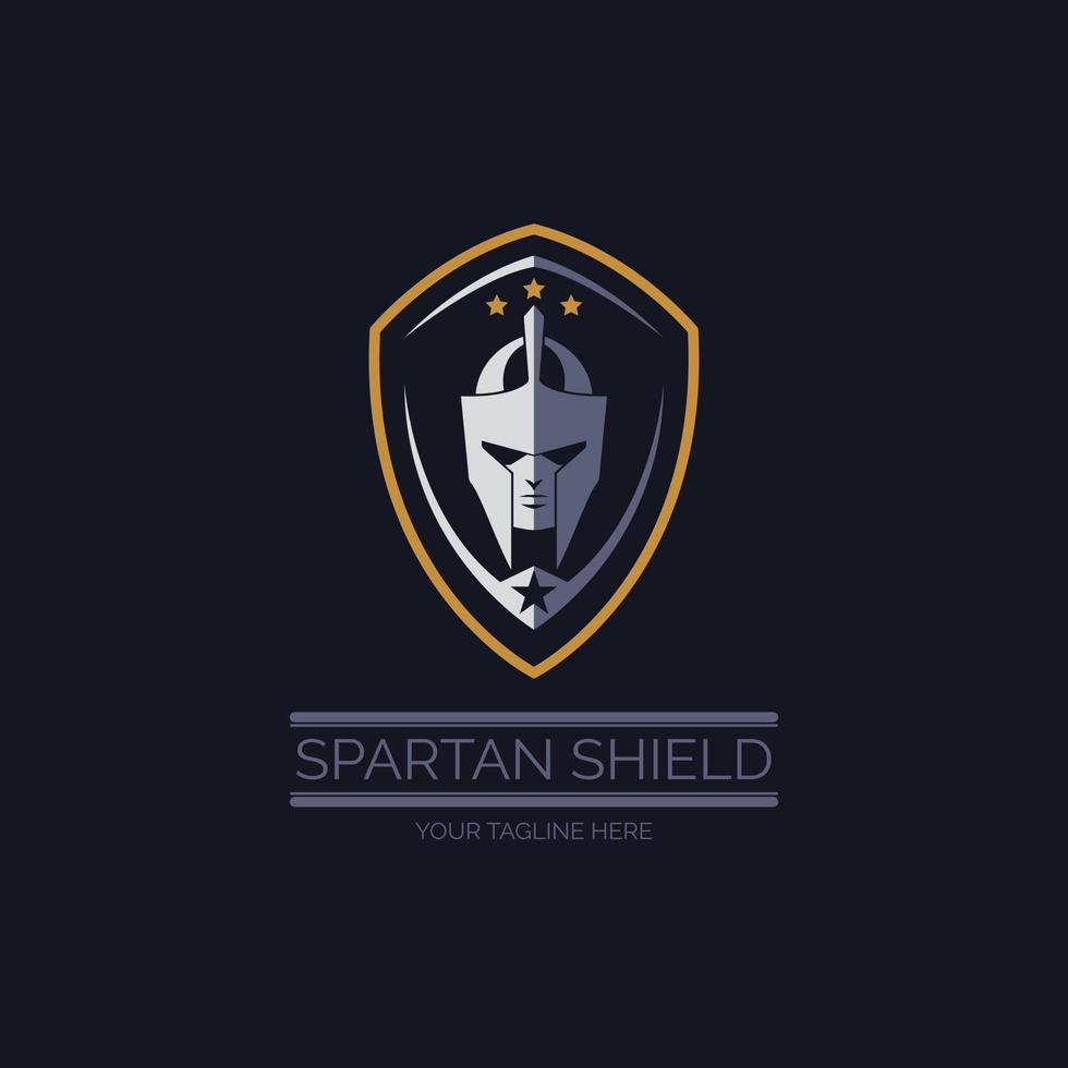 gladiator spartan warrior shield logotyp designmall för varumärke eller företag vektor