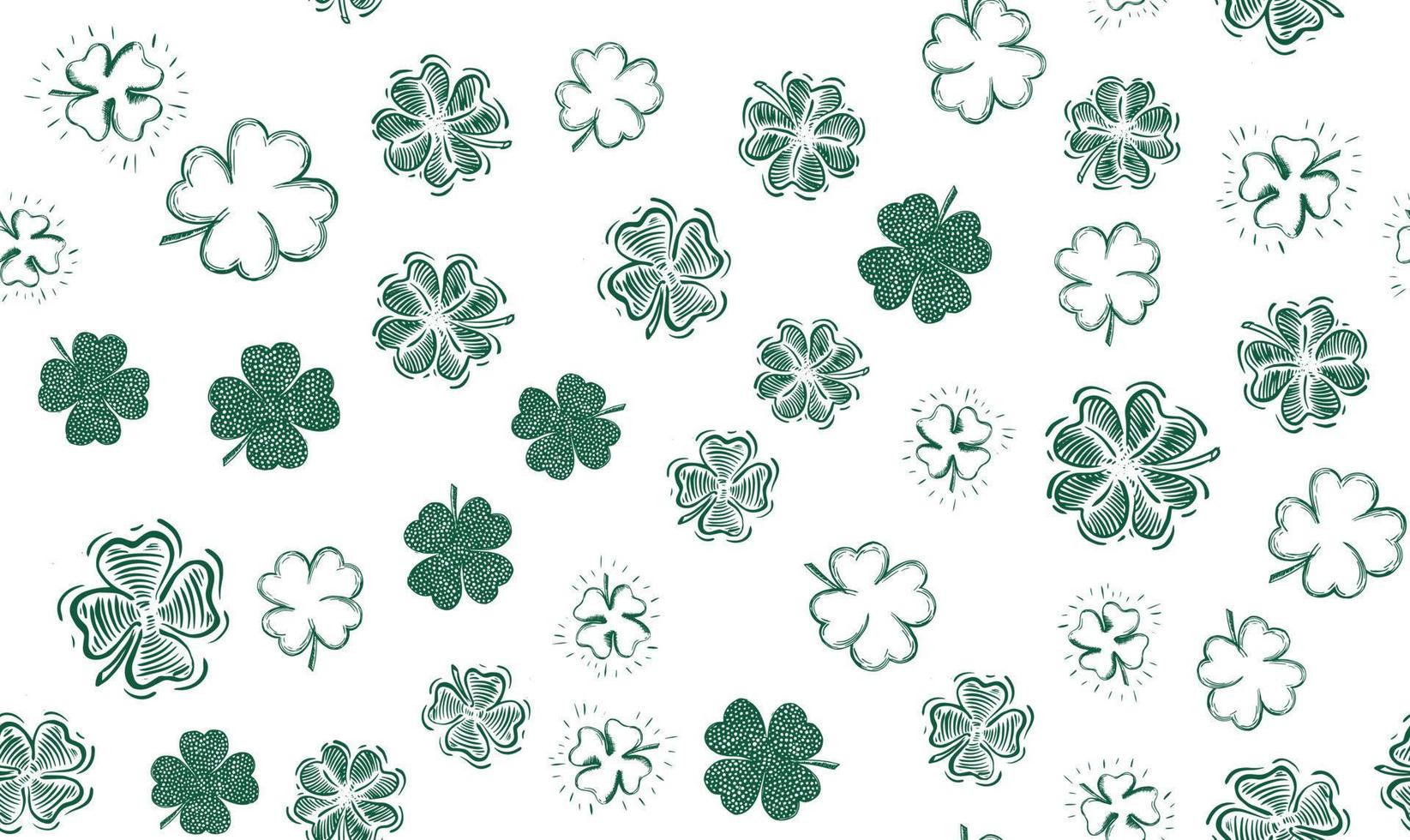 patrick day, klöver, handritad illustration. vektor