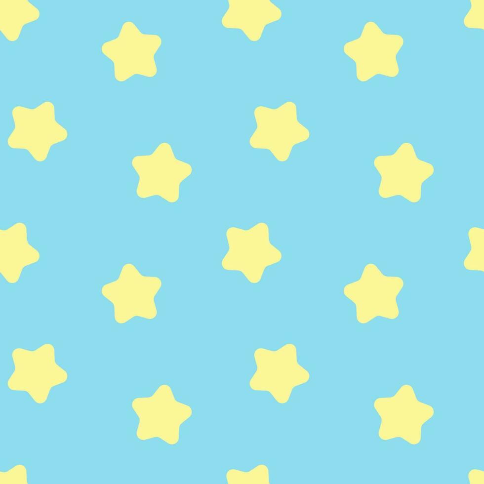 sömlös bakgrund med gula stjärnor mönster på en pastell ton blå bakgrund. vektor
