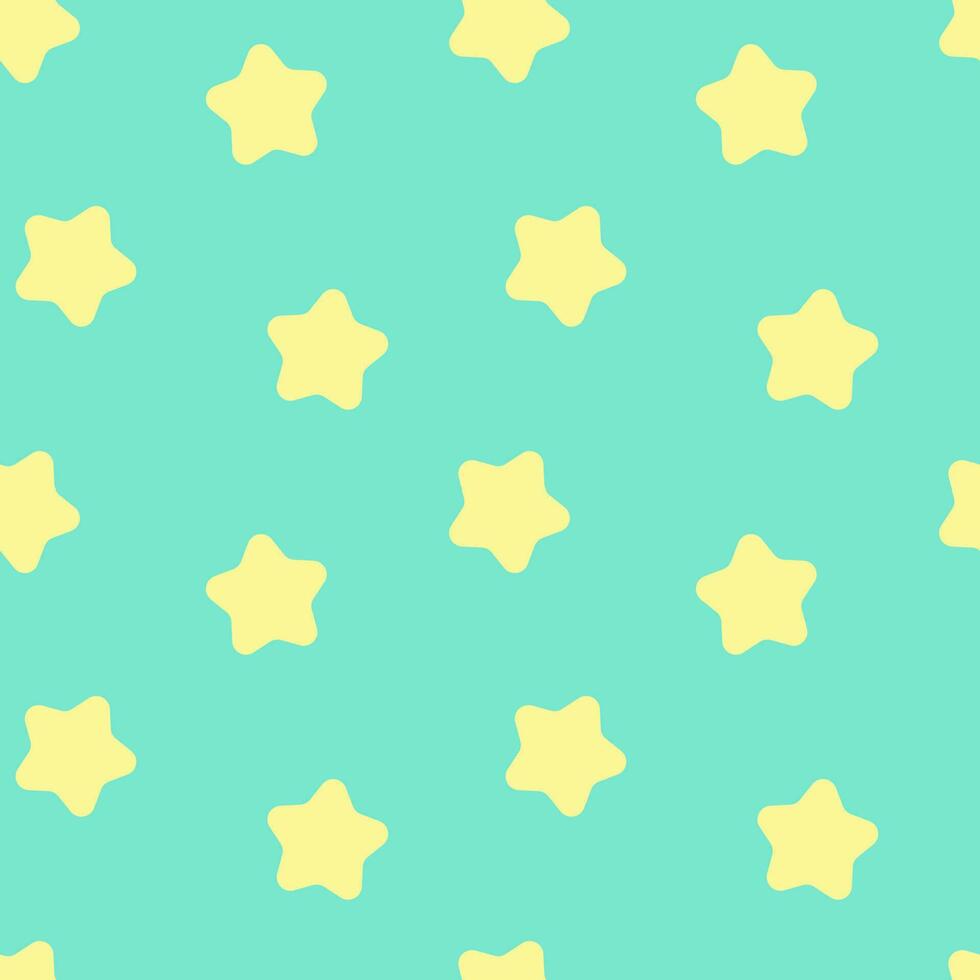 Nahtloser Hintergrund mit gelbem Sternenmuster auf pastellgrünem Hintergrund. vektor