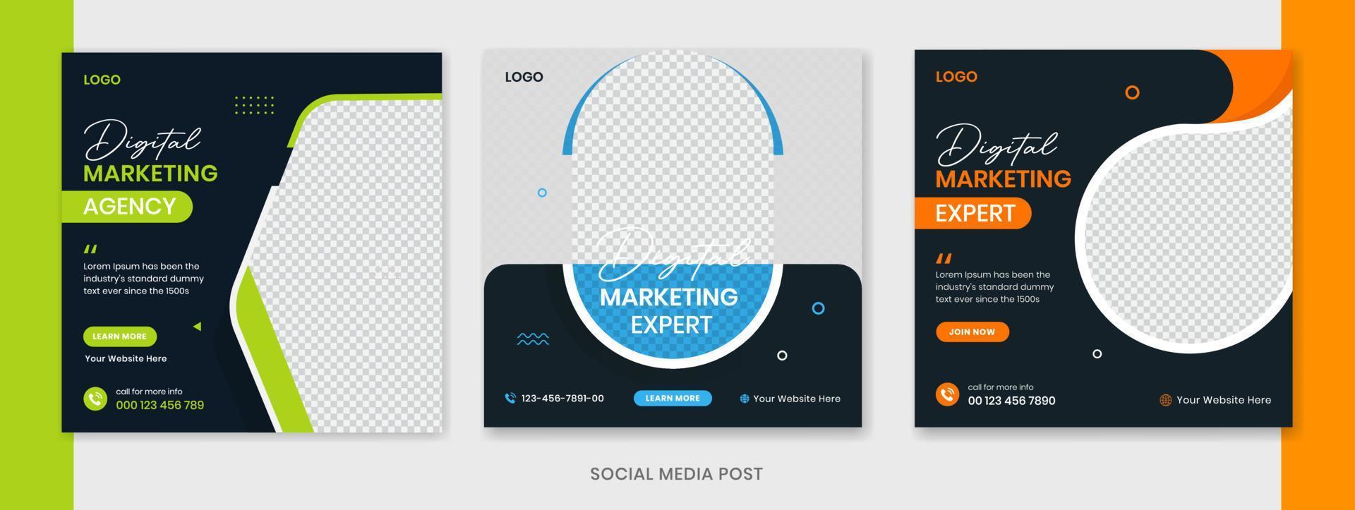 modernes Corporate Social Media Post Design Bundle, Business Social Media Post Template Vektor