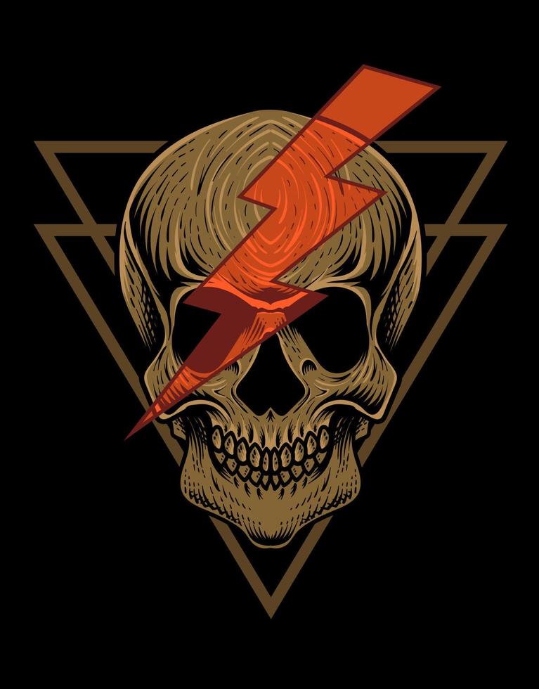Illustration Baddas Lightning Skull Head - perfekt für T-Shirt, Poster, Hoodie vektor