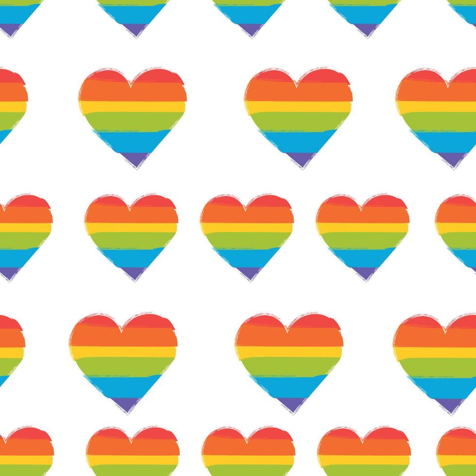 seamless mönster lgbt hjärtan. regnbågs hjärta. pride månad. symbol hbt-kultur. vektor illustration isolerade på vit bakgrund.