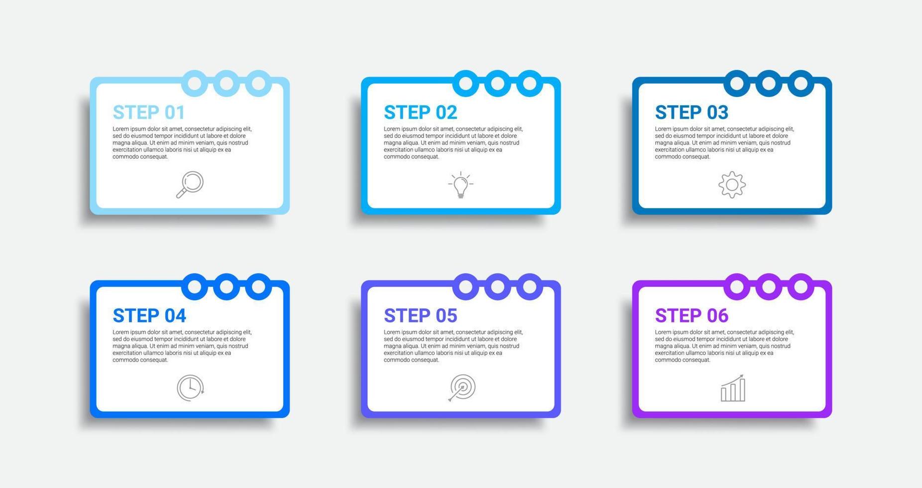 Infografik-Design mit Symbolen und 6 Optionen oder Schritten. Infografiken für Geschäftskonzept vektor