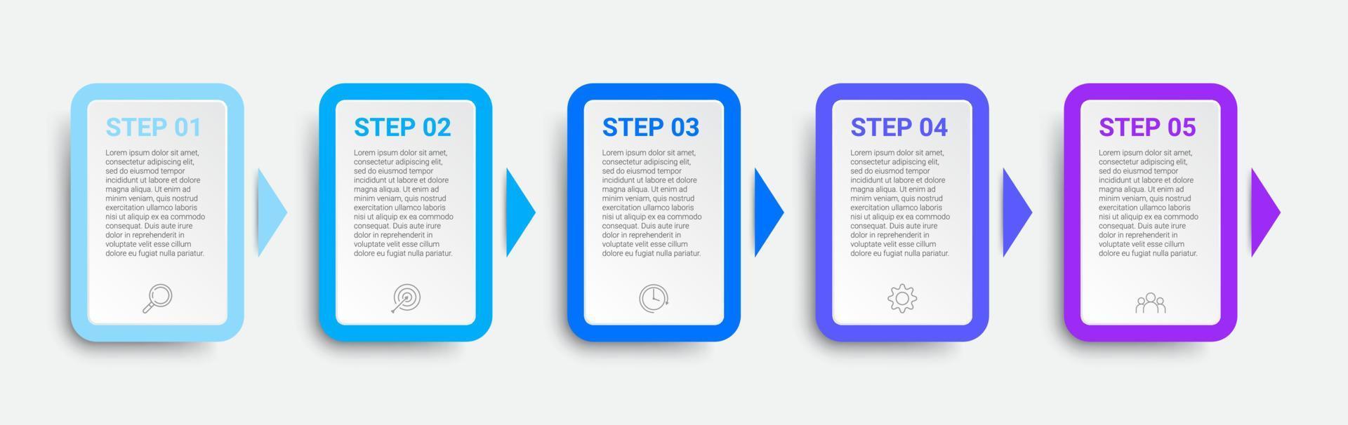 Timeline-Infografik-Design mit Symbolen und 5 Optionen oder Schritten. Infografiken für Geschäftskonzept vektor