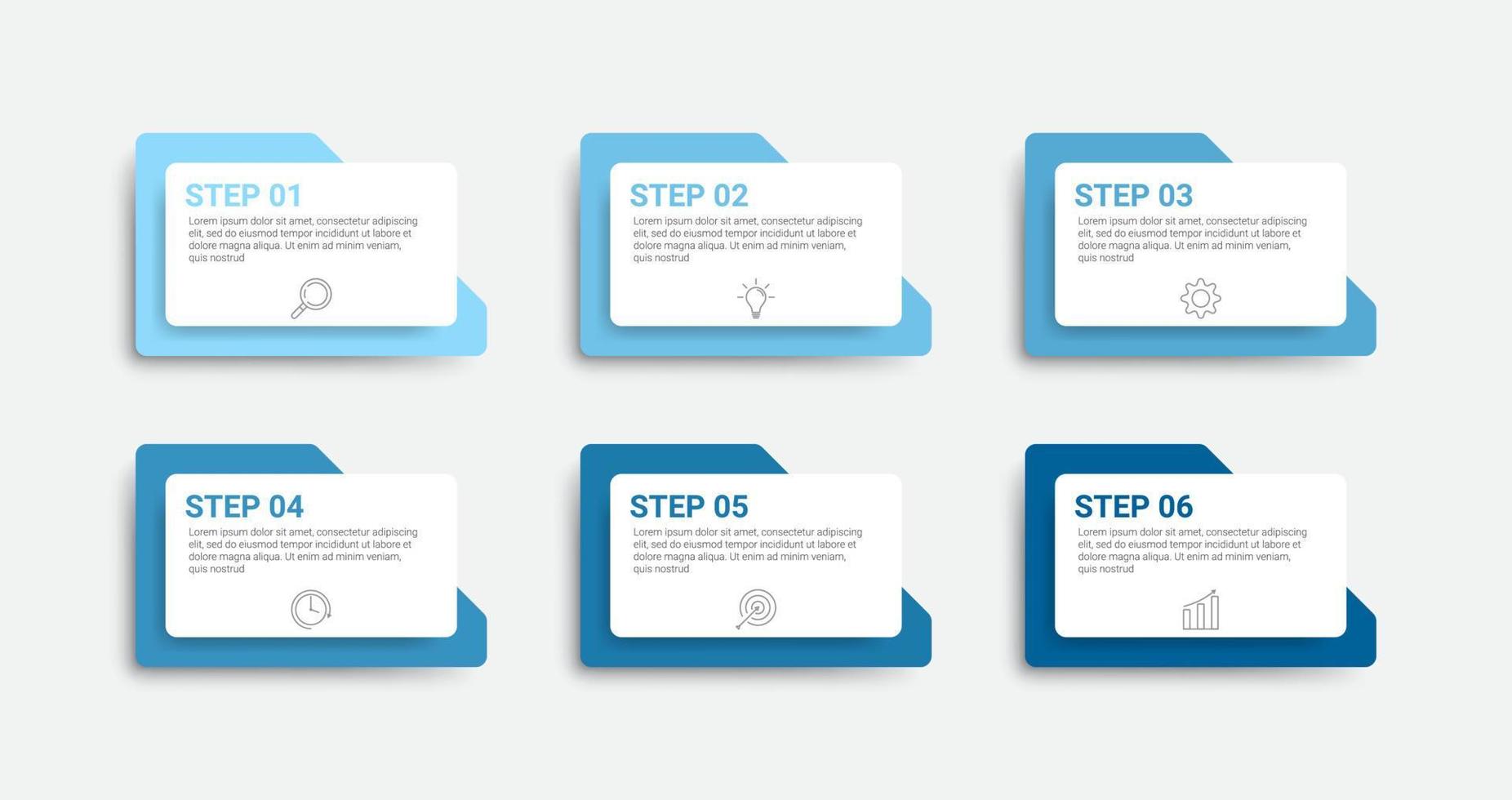 Timeline-Infografik-Design mit Symbolen und 6 Optionen oder Schritten. Infografiken für Unternehmen vektor