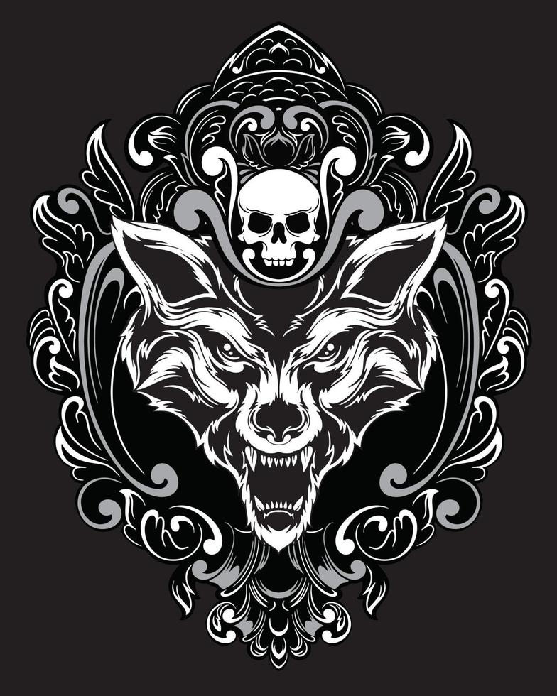 wolf konstverk illustration och t-shirt design premium vektor