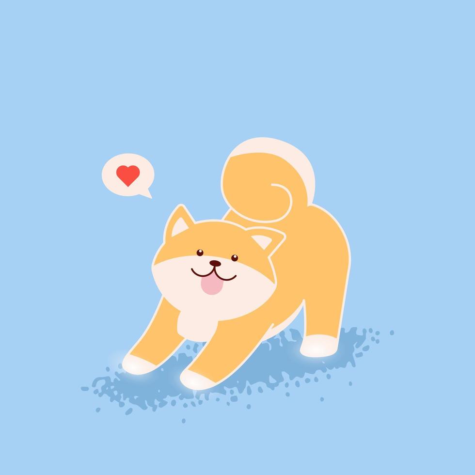 illustration av en hund. rolig kawaii shiba inu. glad shiba inu. vektor