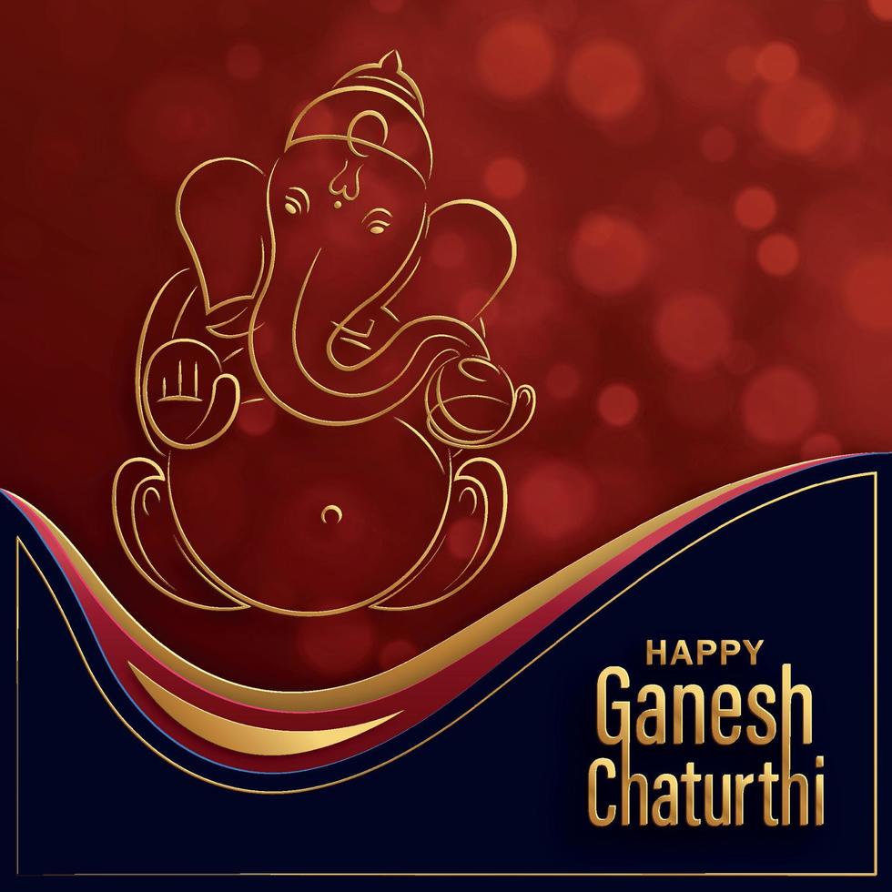 fröhliches fest von ganesh chaturthi mit goldener lord ganesha illustration vektor