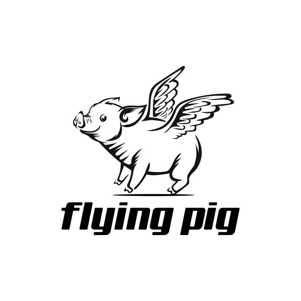 das Logo des geflügelten Schweins fliegt vektor