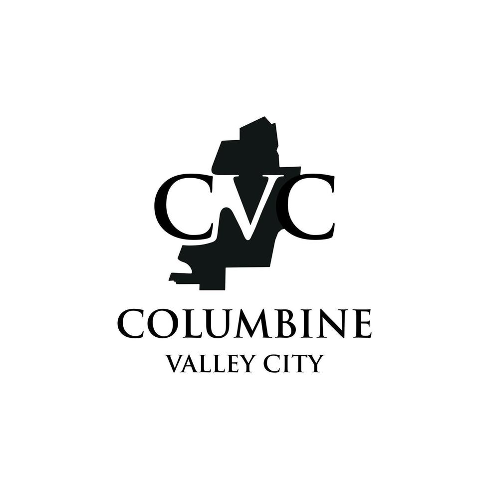 columbine map logo mit buchstabenkombination cvc vektor