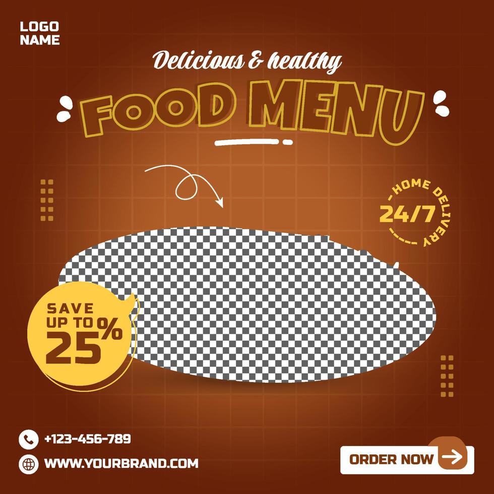 matmeny restaurang marknadsföring sociala medier post instagram premium facebook banner mall vektor