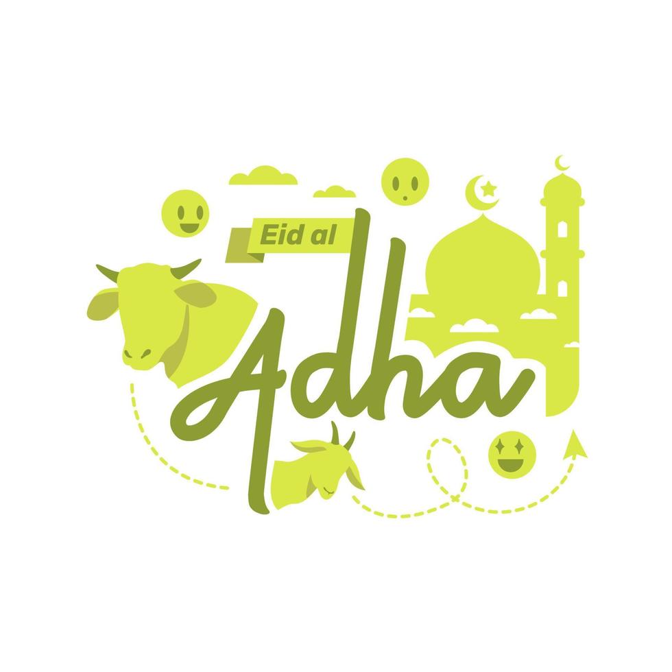 eid al adha typografi illustration vektor