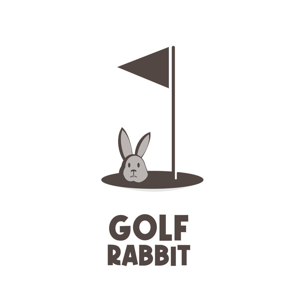 golf hål och kanin enkel illustration logotyp vektor