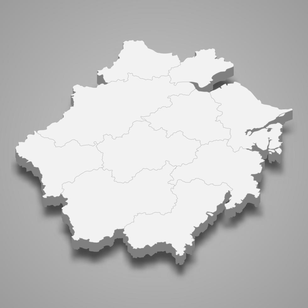 3D-Karte Provinz China vektor