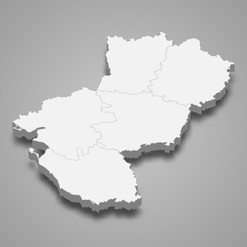 3D-Karte Region Frankreich vektor