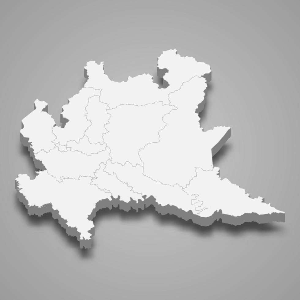 3D-Kartenregion von Italien vektor