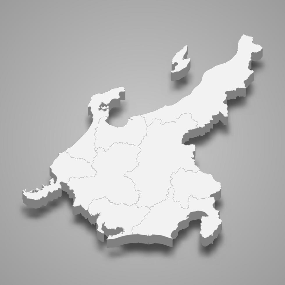 3D-karta region i Japan mall för din design vektor