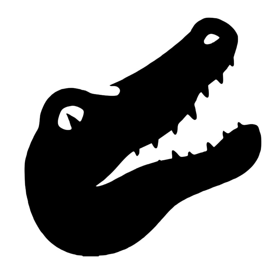 Krokodilkopfschattenbildvektor, -ikone und -logo auf weißem Hintergrund. vektor