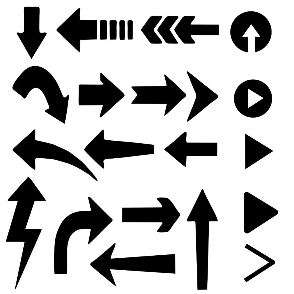 moderner einfacher Pfeil. vektor, symbol, schwarz-weißer satz einfacher pfeile auf weißem hintergrund. vektor