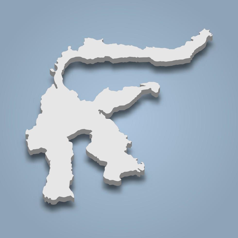 3D isometrisk karta över Sulawesi är en ö i Indonesien vektor