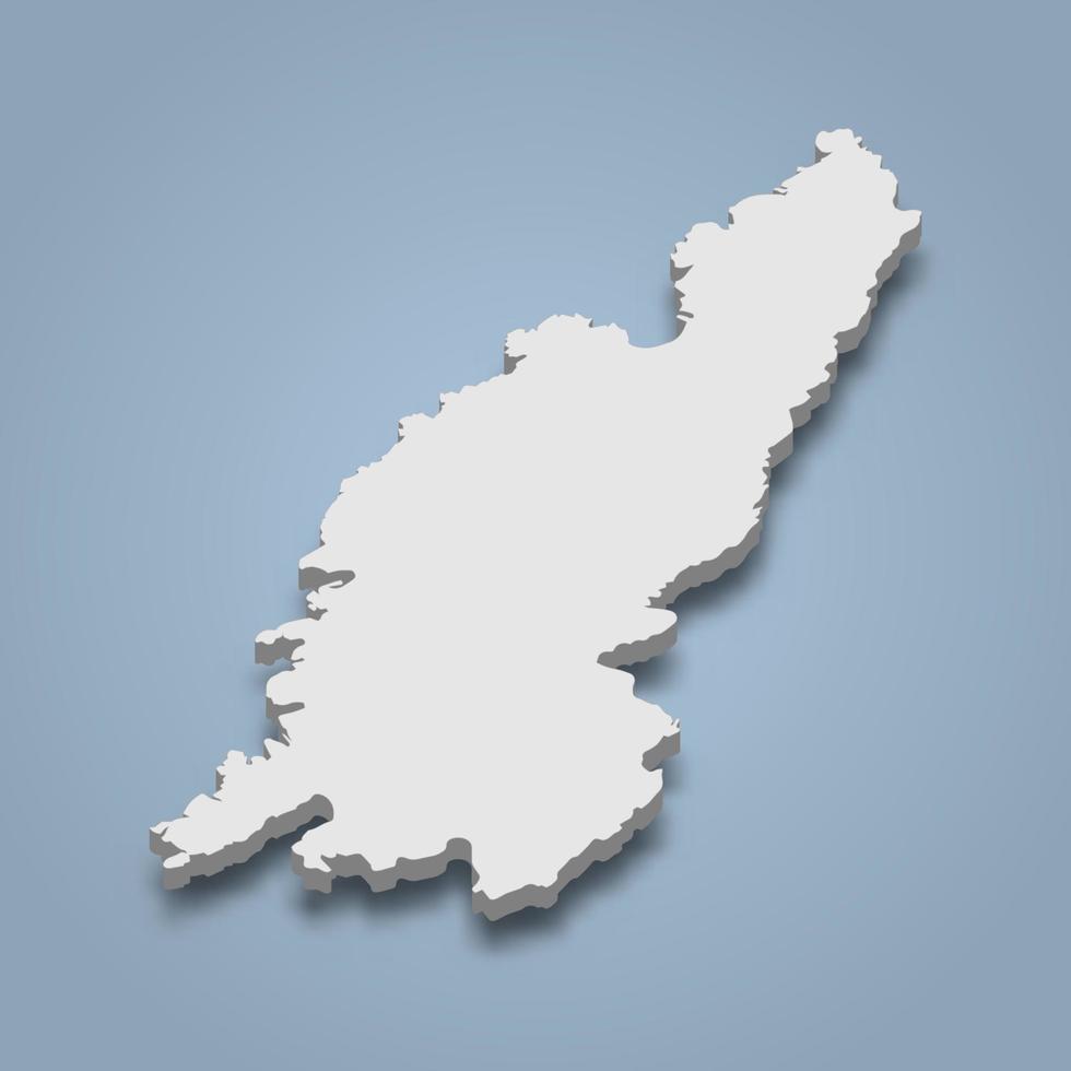 Isometrische 3D-Karte von Colonsay ist eine Insel in Schottland vektor
