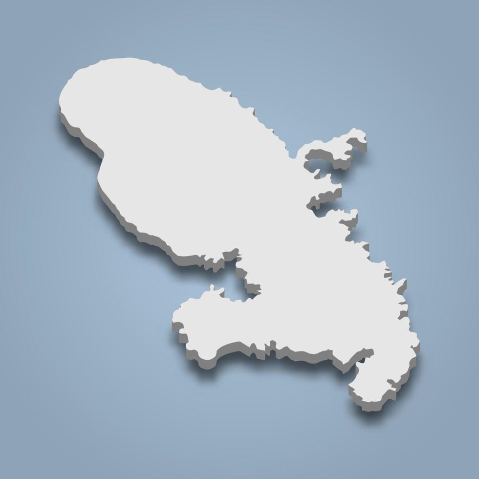 3D isometrisk karta över martinique är en ö i Karibien vektor