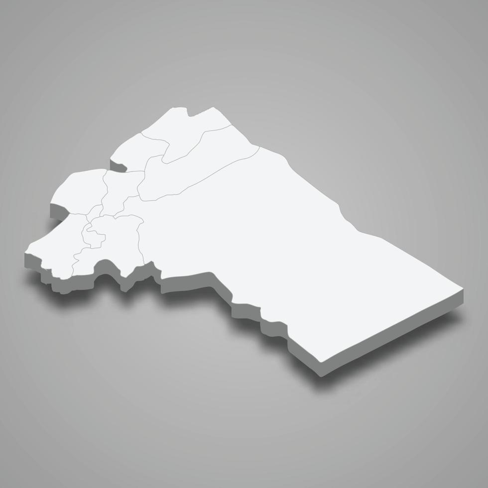 3d isometrisk karta över rif dimashq är en provins i Syrien vektor