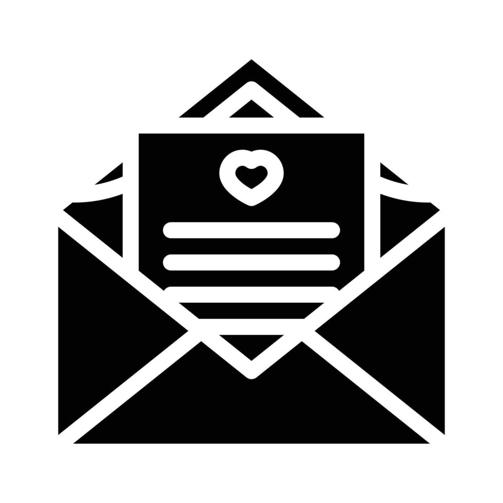 liebevolle Nachricht Brief Glyphe Symbol Vektor Illustration