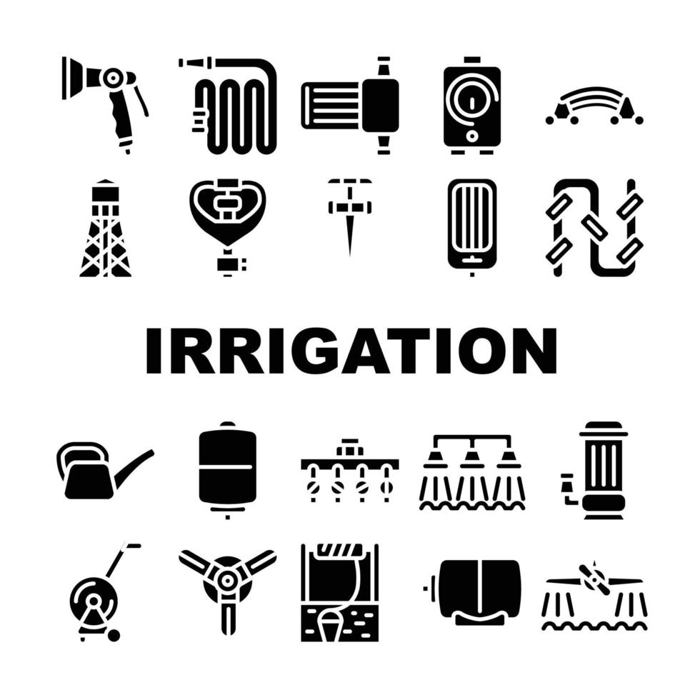 bewässerungssystem-sammlungsikonen stellten lokalisierte illustration ein vektor