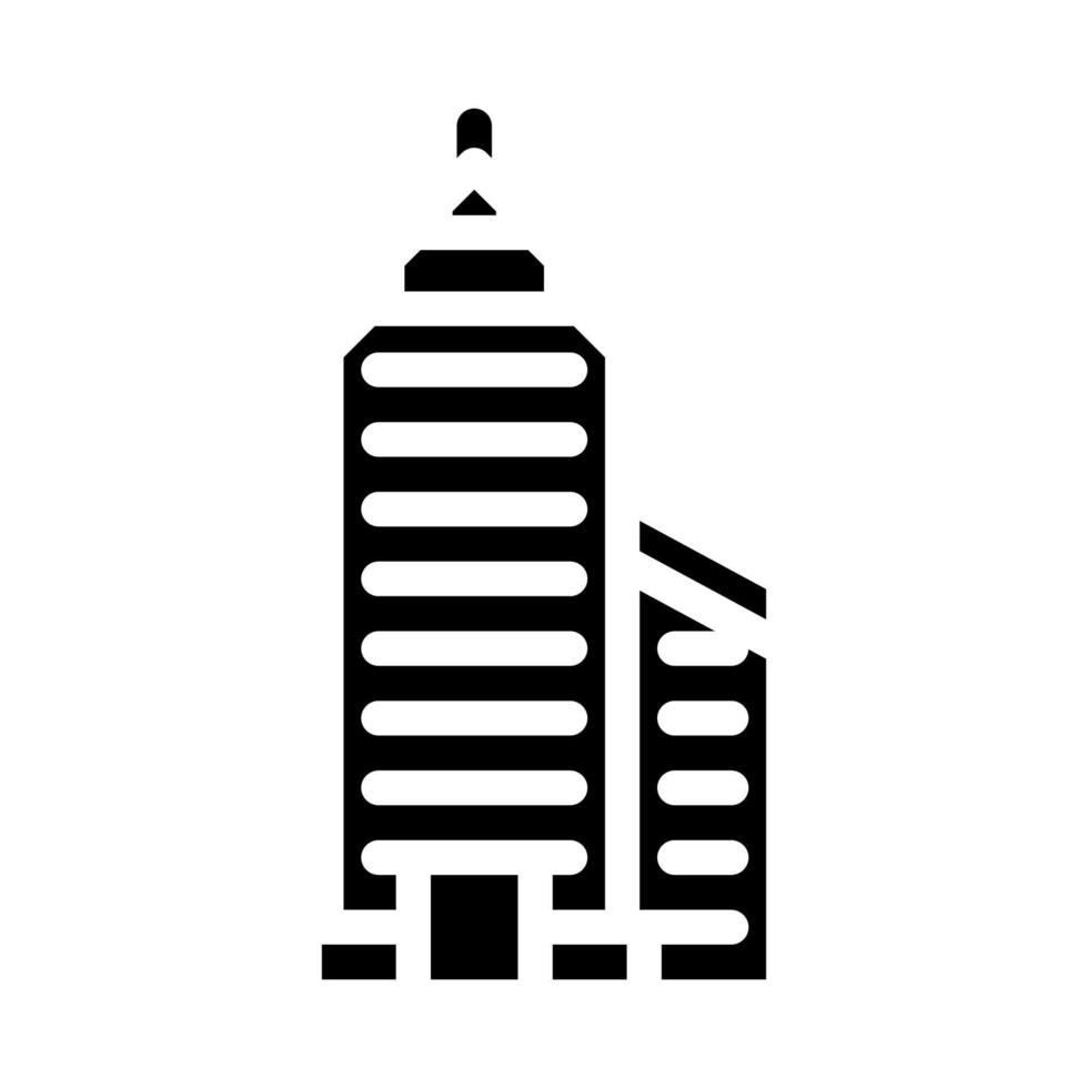 Turm Finanzzentrum Wolkenkratzer Glyphe Symbol Vektor Illustration