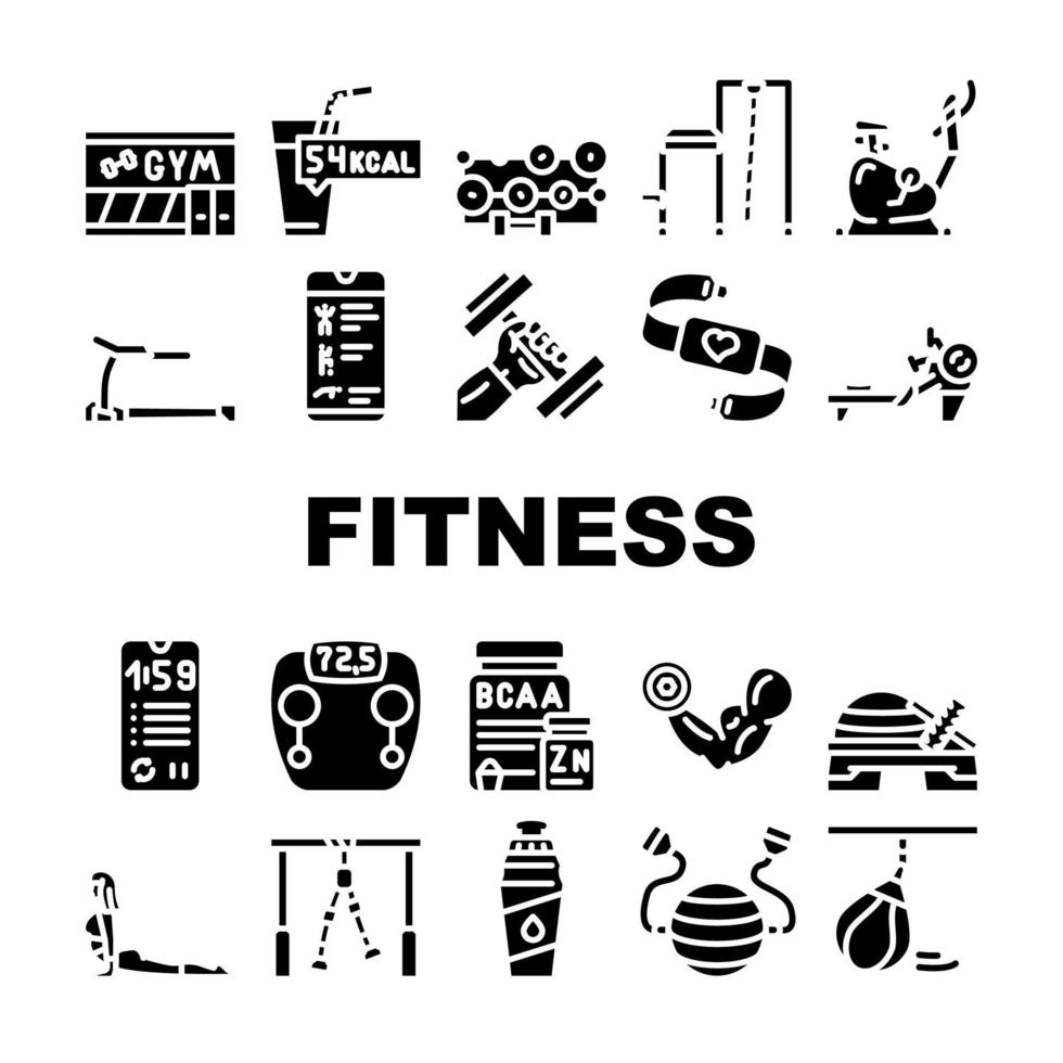 fitness gym sportutrustning ikoner som vektor