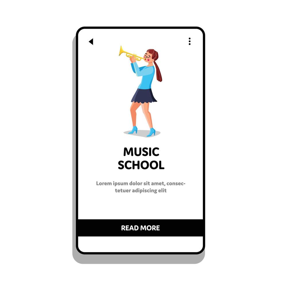 musikskolan elev spelar melodi på trumpet vektor