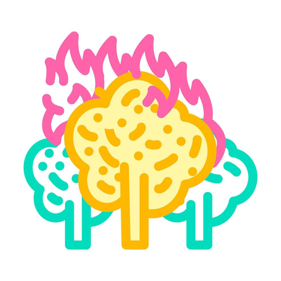 skogsbrand katastrof färg ikon vektor illustration