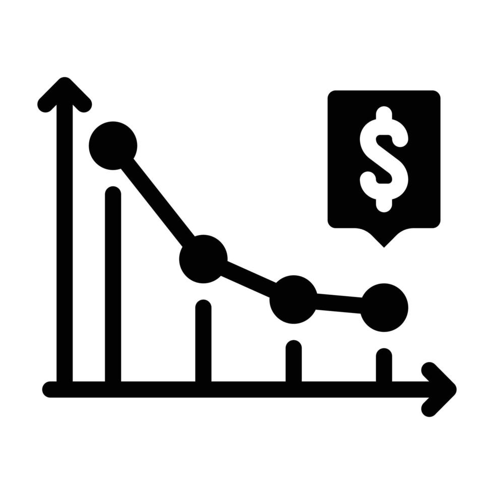 Fallender Pfeil Infografik Glyphen-Symbol Vektor-Illustration vektor