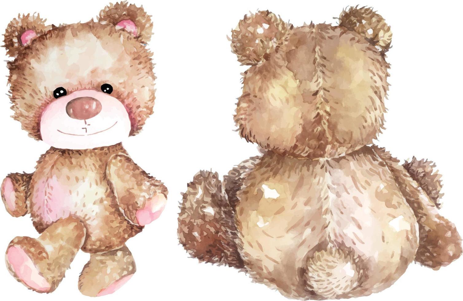 aquarell teddy bear.lovely teddybär braun spielzeug für valentinstag geschenke.cartoon bear.animals in aquarell gemalt. vektor