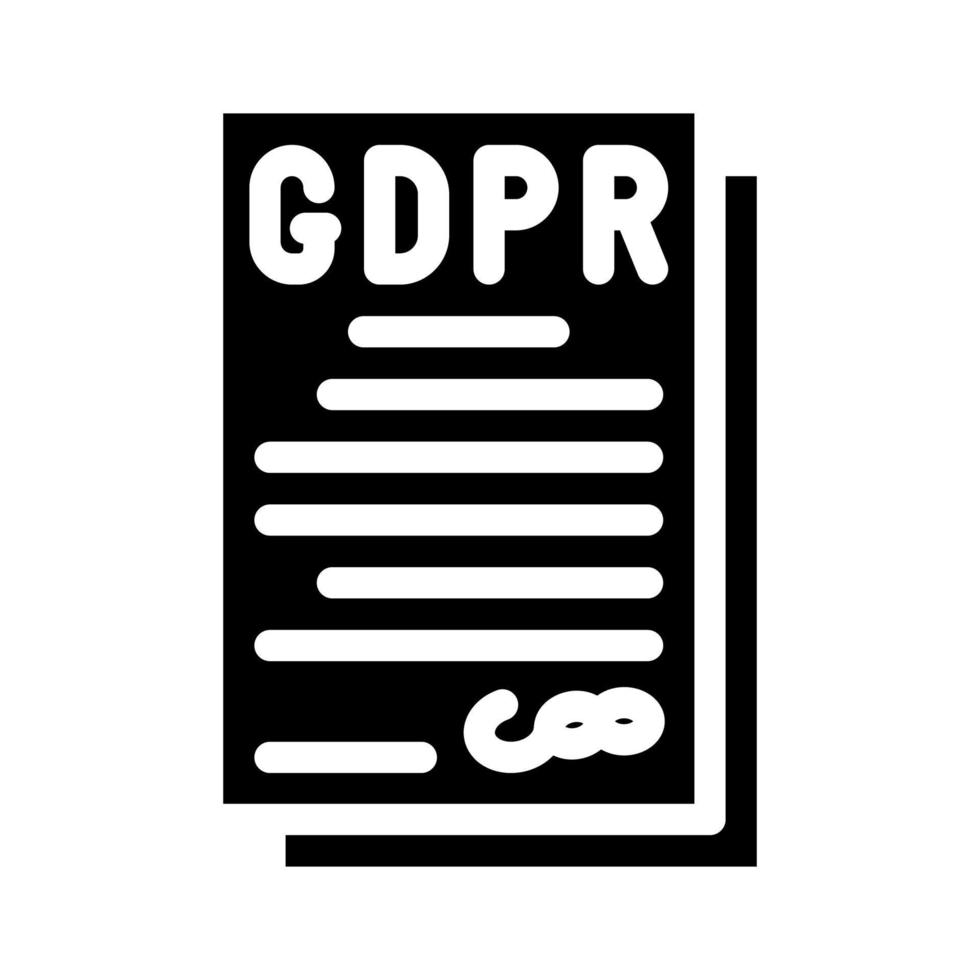 gdpr allmän dataskyddsförordning i Europeiska unionen glyfikon vektorillustration vektor