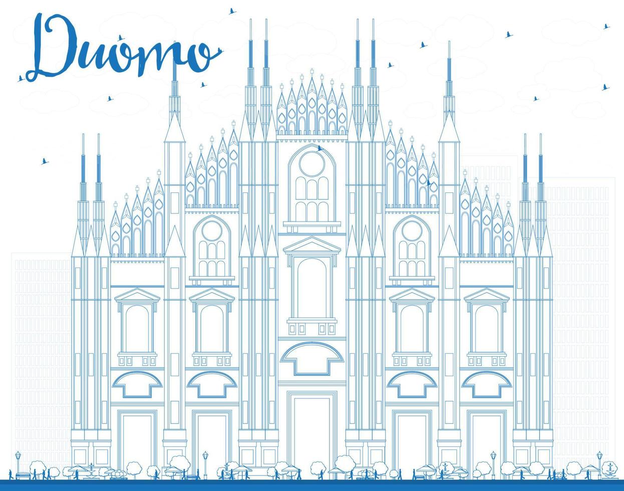 umriss duomo in blauer farbe. Mailand. Italien. vektor