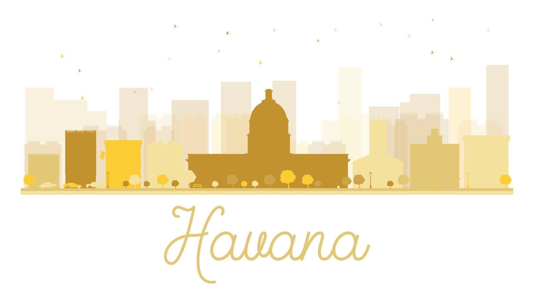 goldene Silhouette der Skyline der Stadt Havanna. vektor